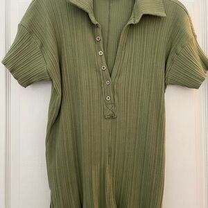 Olive Green Short Sleeve Women's Top